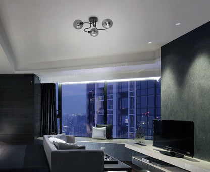 Modern Black 3 Way Spot Flush Ceiling Light with 3 x G9 5W CW - Energy Light Bulbs - Free delivery on all orders