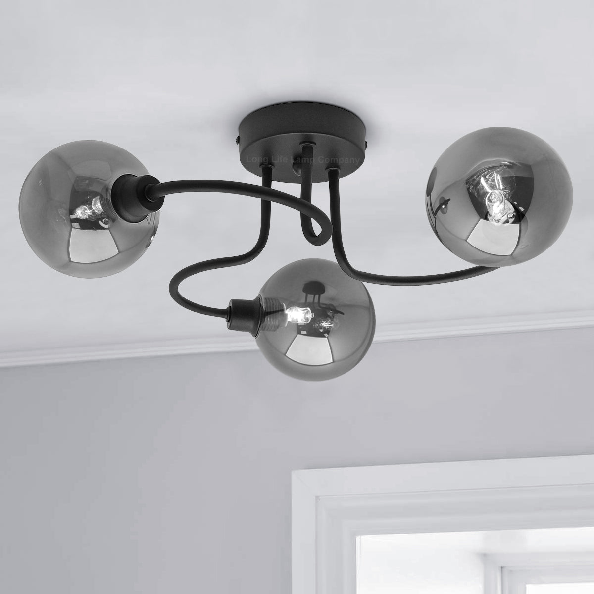 Modern Black 3 Way Spot Flush Ceiling Light with 3 x G9 5W CW - Energy Light Bulbs - Free delivery on all orders