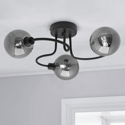 Modern Black 3 Way Spot Flush Ceiling Light with 3 x G9 5W CW - Energy Light Bulbs - Free delivery on all orders