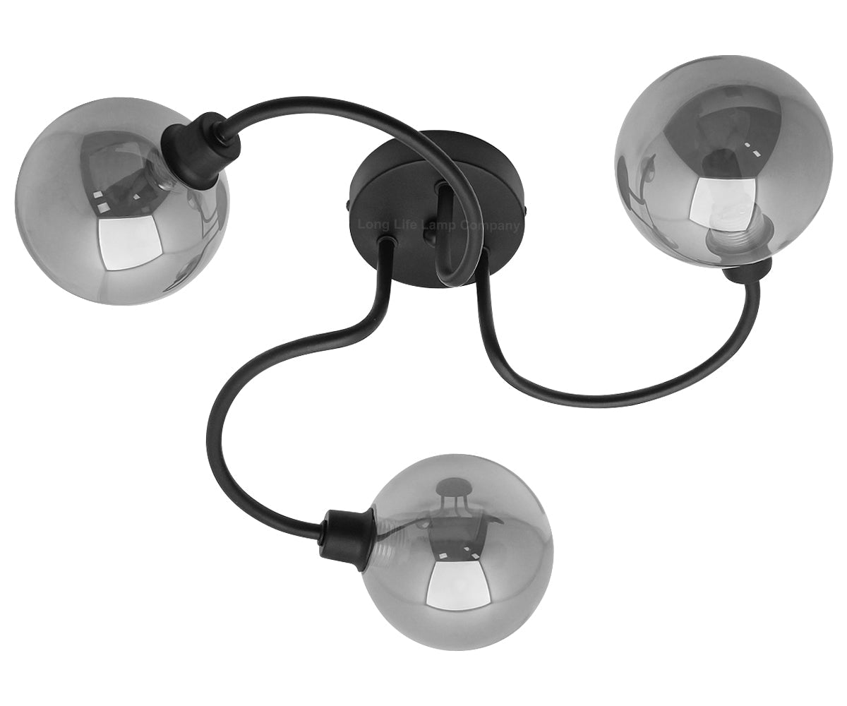 Modern Black 3 Way Spot Flush Ceiling Light with 3 x G9 5W CW - Energy Light Bulbs - Free delivery on all orders