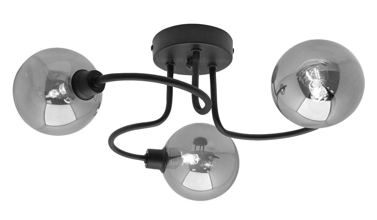 Modern Black 3 Way Spot Flush Ceiling Light with 3 x G9 5W CW - Energy Light Bulbs - Free delivery on all orders