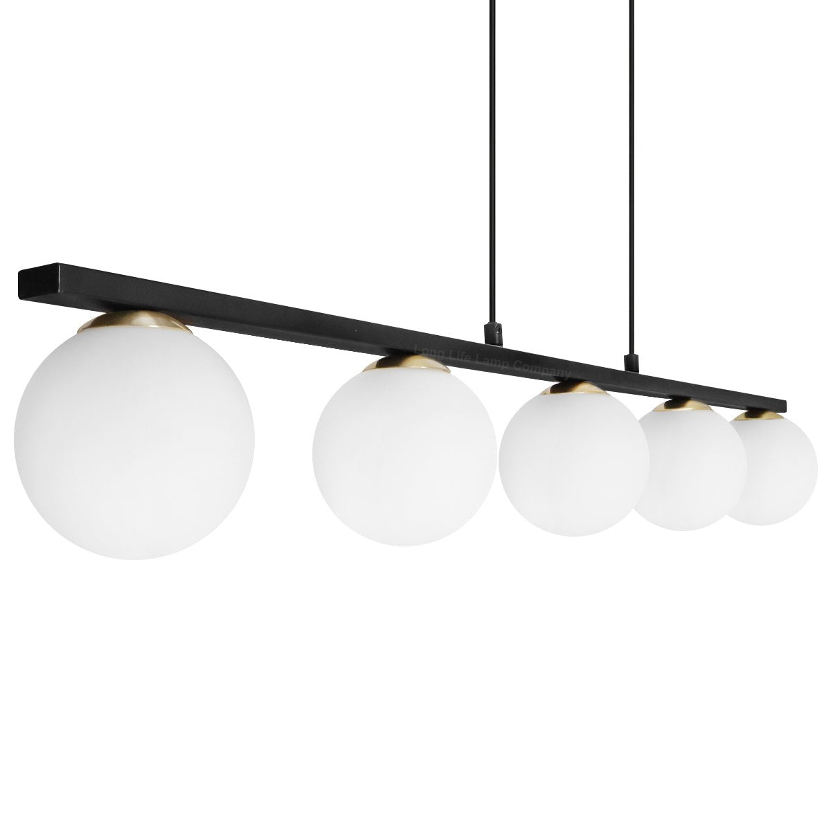 Modern Black Ceiling 5 Lights Pendant Light Glass Globe Shades Frosted Opal - Energy Light Bulbs - Free delivery on all orders