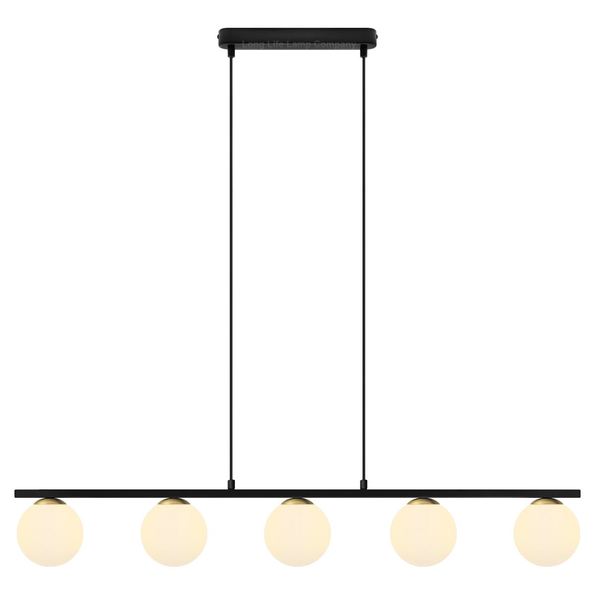 Modern Black Ceiling 5 Lights Pendant Light Glass Globe Shades Frosted Opal - Energy Light Bulbs - Free delivery on all orders