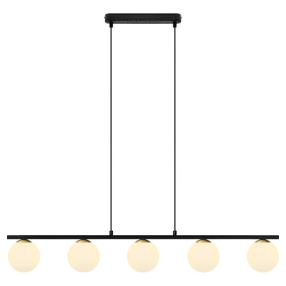 Modern Black Ceiling 5 Lights Pendant Light Glass Globe Shades Frosted Opal - Energy Light Bulbs - Free delivery on all orders