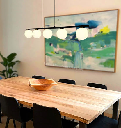 Modern Black Ceiling 5 Lights Pendant Light Glass Globe Shades Frosted Opal - Energy Light Bulbs - Free delivery on all orders