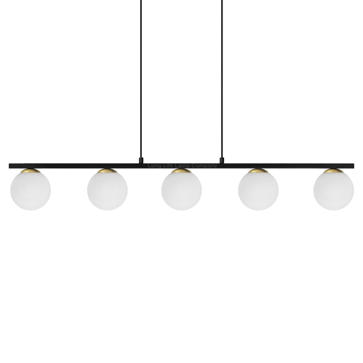 Modern Black Ceiling 5 Lights Pendant Light Glass Globe Shades Frosted Opal - Energy Light Bulbs - Free delivery on all orders