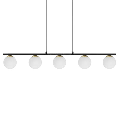 Modern Black Ceiling 5 Lights Pendant Light Glass Globe Shades Frosted Opal - Energy Light Bulbs - Free delivery on all orders