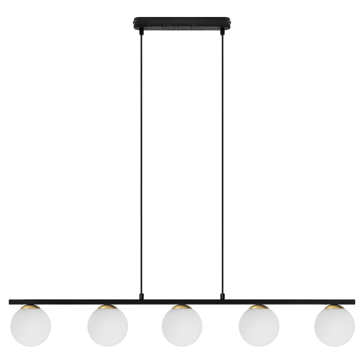 Modern Black Ceiling 5 Lights Pendant Light Glass Globe Shades Frosted Opal - Energy Light Bulbs - Free delivery on all orders
