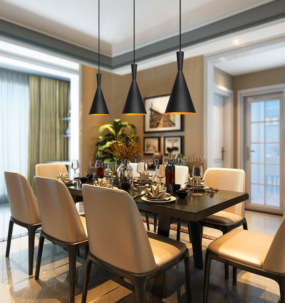 Modern Black Metal Ceiling Pendant Light - Energy Light Bulbs - Free delivery on all orders