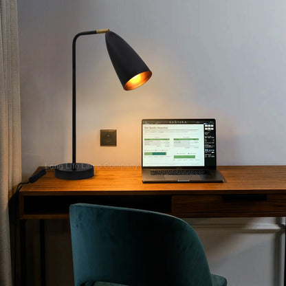 Modern Black Metal Table Lamp Adjustable Scone Shade Brass Joint - Energy Light Bulbs - Free delivery on all orders