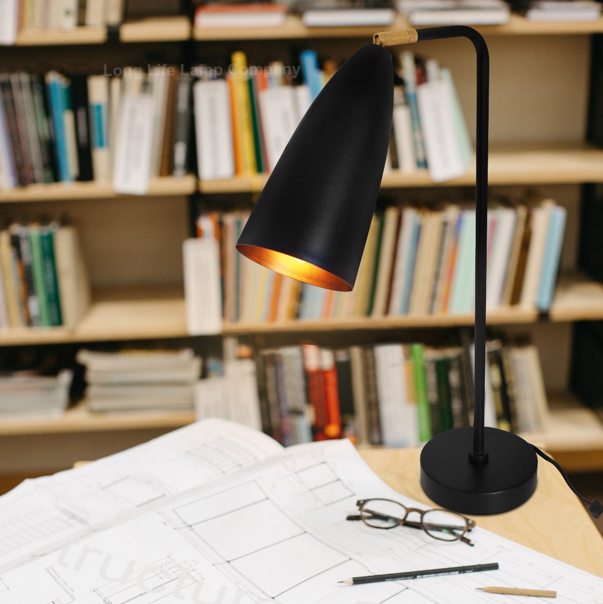 Modern Black Metal Table Lamp Adjustable Scone Shade Brass Joint - Energy Light Bulbs - Free delivery on all orders