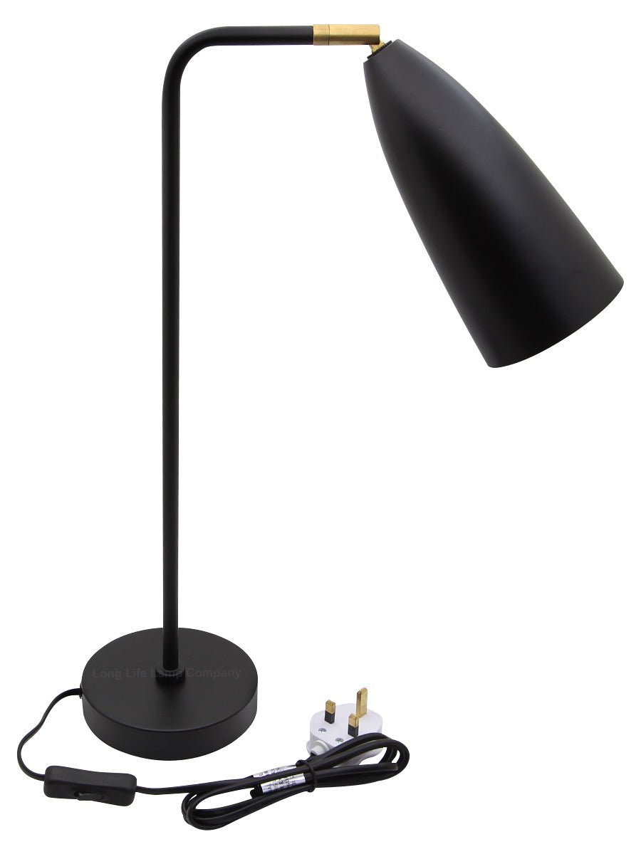 Modern Black Metal Table Lamp Adjustable Scone Shade Brass Joint - Energy Light Bulbs - Free delivery on all orders