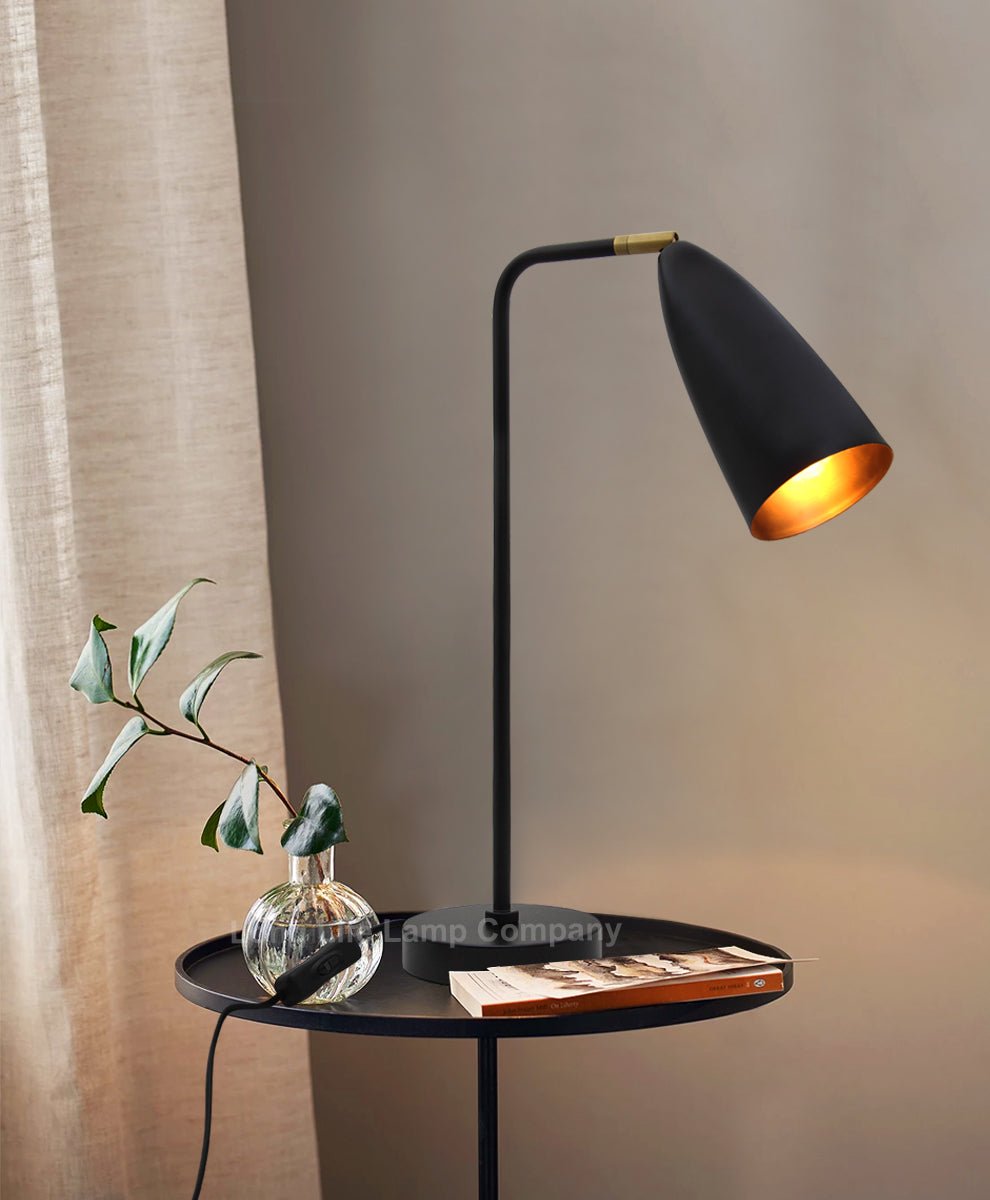 Modern Black Metal Table Lamp Adjustable Scone Shade Brass Joint - Energy Light Bulbs - Free delivery on all orders
