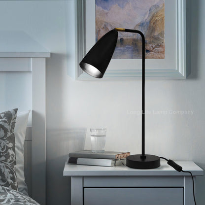 Modern Black Metal Table Lamp Adjustable Scone Shade Brass Joint - Energy Light Bulbs - Free delivery on all orders