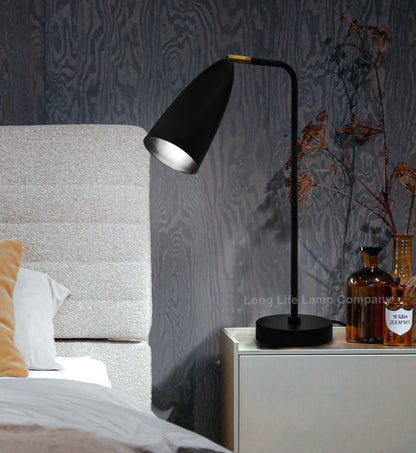 Modern Black Metal Table Lamp Adjustable Scone Shade Brass Joint - Energy Light Bulbs - Free delivery on all orders