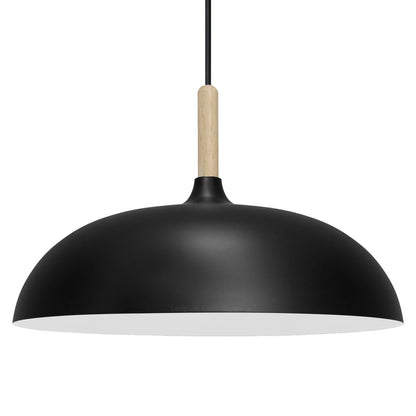 Modern Black Pendant Light Shade Dome Metal Wooden Nordic Kitchen Island Ceiling Lights - Energy Light Bulbs - Free delivery on all orders