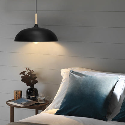 Modern Black Pendant Light Shade Dome Metal Wooden Nordic Kitchen Island Ceiling Lights - Energy Light Bulbs - Free delivery on all orders