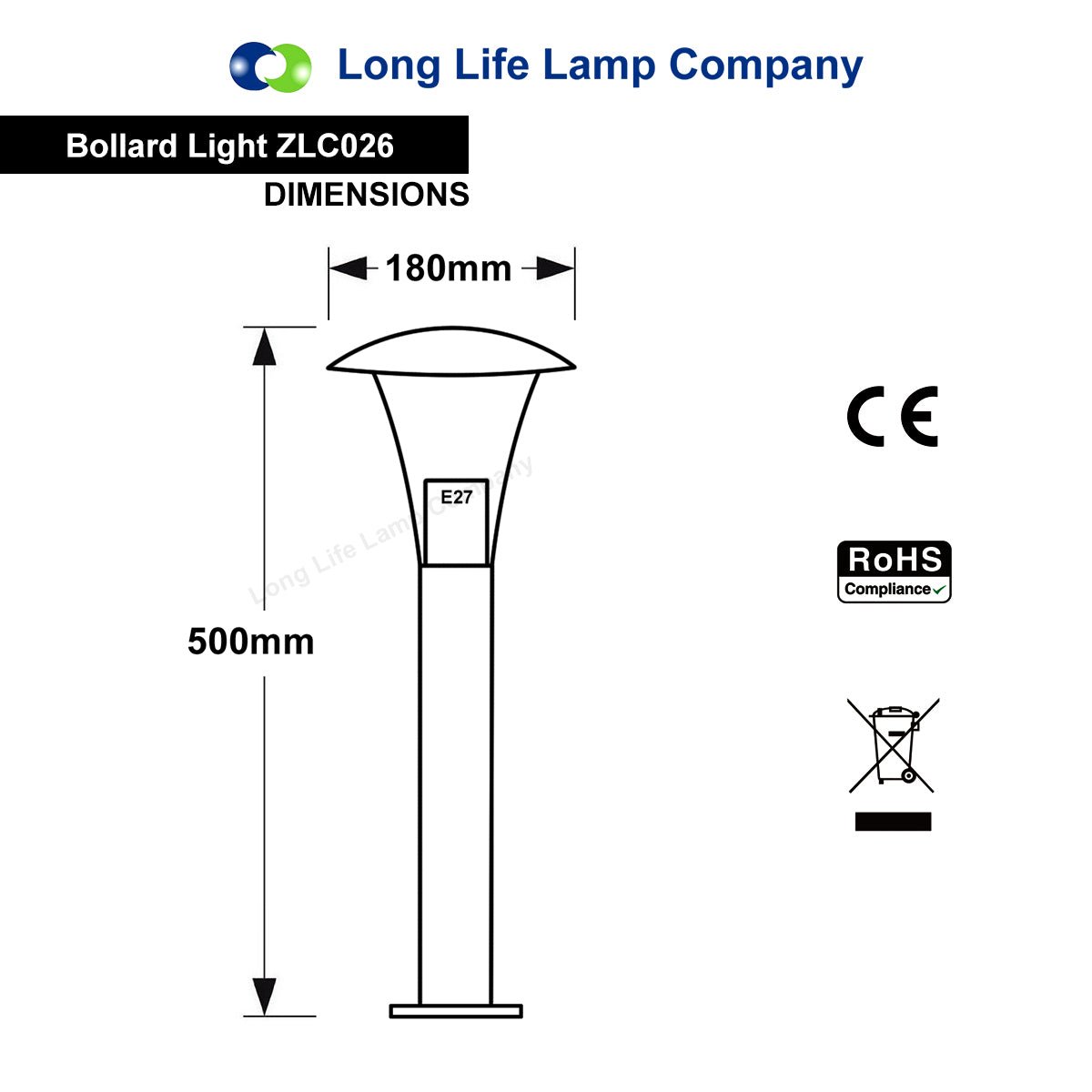 Modern Bollard Garden Lamp Post Stainless Steel Outdoor Light - Energy Light Bulbs - Free delivery on all orders