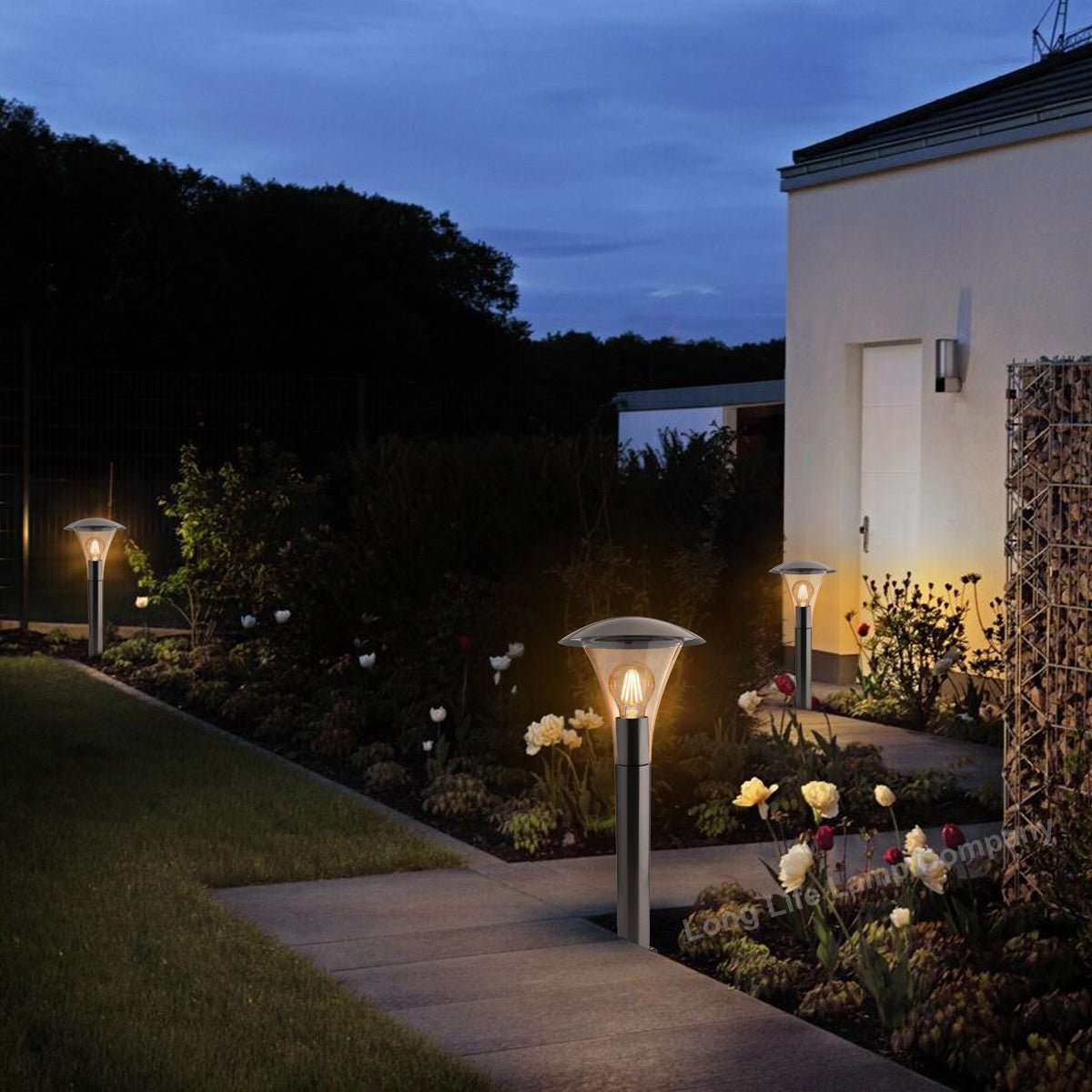 Modern Bollard Garden Lamp Post Stainless Steel Outdoor Light - Energy Light Bulbs - Free delivery on all orders
