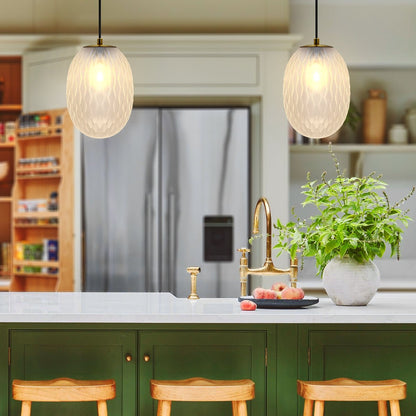 Modern Brass Ceiling Pendant Light Frosted White Textured Glass Lamp Shade - Energy Light Bulbs - Free delivery on all orders
