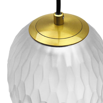 Modern Brass Ceiling Pendant Light Frosted White Textured Glass Lamp Shade - Energy Light Bulbs - Free delivery on all orders