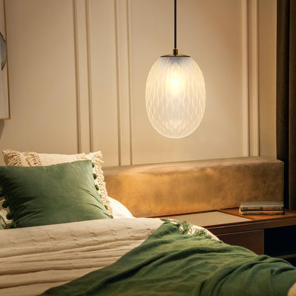 Modern Brass Ceiling Pendant Light Frosted White Textured Glass Lamp Shade - Energy Light Bulbs - Free delivery on all orders