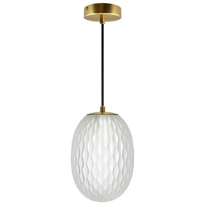 Modern Brass Ceiling Pendant Light Frosted White Textured Glass Lamp Shade - Energy Light Bulbs - Free delivery on all orders