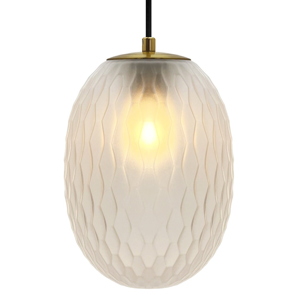 Modern Brass Ceiling Pendant Light Frosted White Textured Glass Lamp Shade - Energy Light Bulbs - Free delivery on all orders
