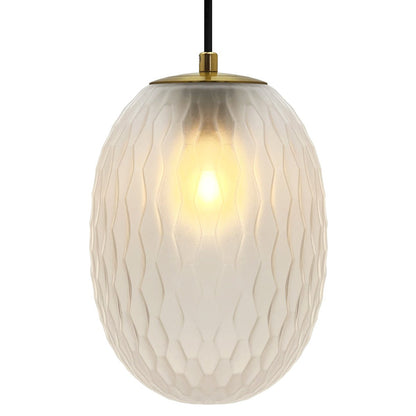 Modern Brass Ceiling Pendant Light Frosted White Textured Glass Lamp Shade - Energy Light Bulbs - Free delivery on all orders