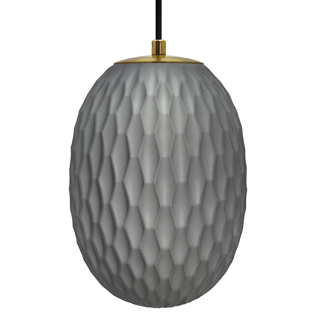 Modern Brass Ceiling Pendant Light Grey Textured Glass Lamp Shade - Energy Light Bulbs - Free delivery on all orders