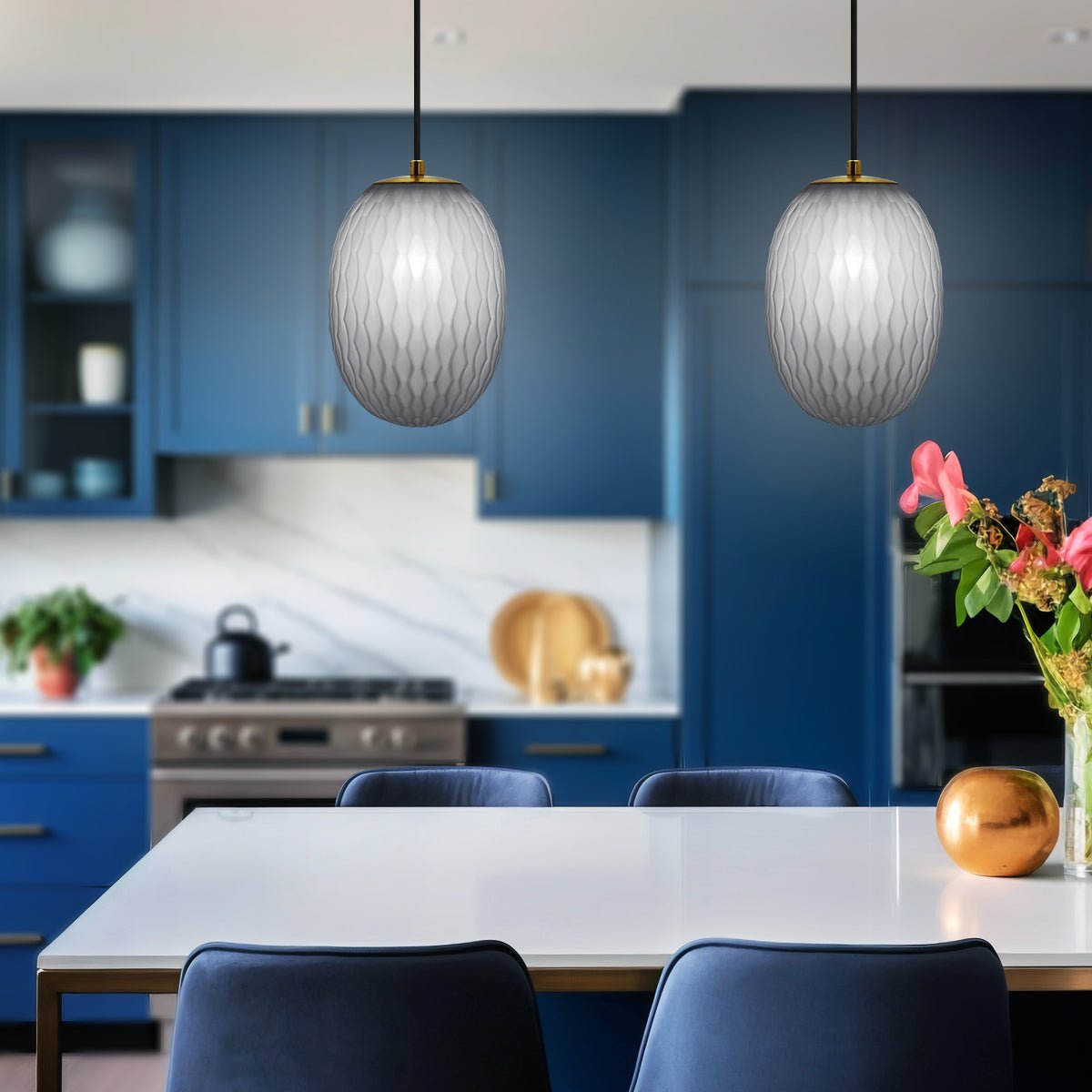 Modern Brass Ceiling Pendant Light Grey Textured Glass Lamp Shade - Energy Light Bulbs - Free delivery on all orders