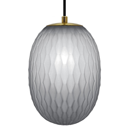 Modern Brass Ceiling Pendant Light Grey Textured Glass Lamp Shade - Energy Light Bulbs - Free delivery on all orders