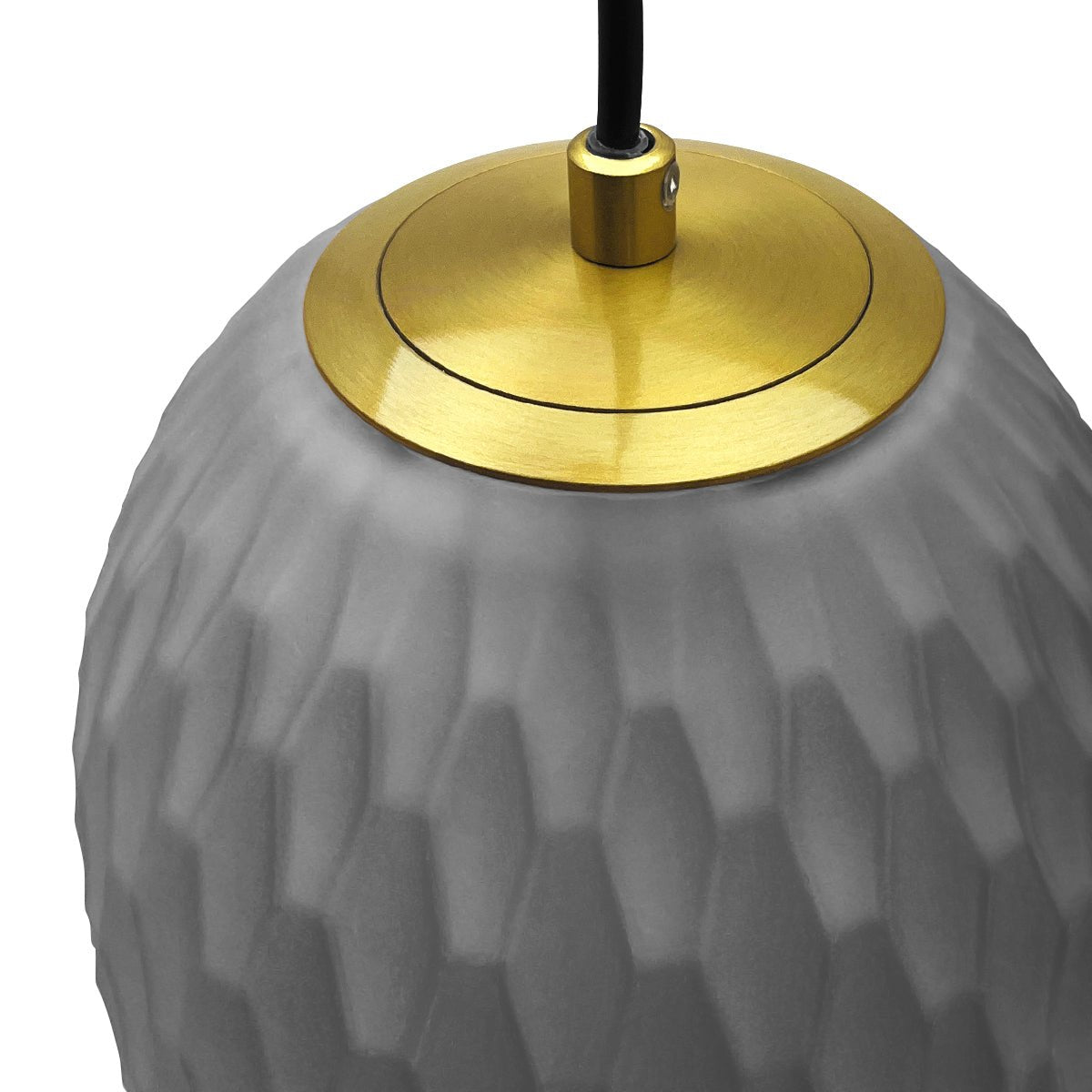 Modern Brass Ceiling Pendant Light Grey Textured Glass Lamp Shade - Energy Light Bulbs - Free delivery on all orders