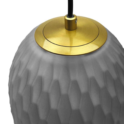Modern Brass Ceiling Pendant Light Grey Textured Glass Lamp Shade - Energy Light Bulbs - Free delivery on all orders