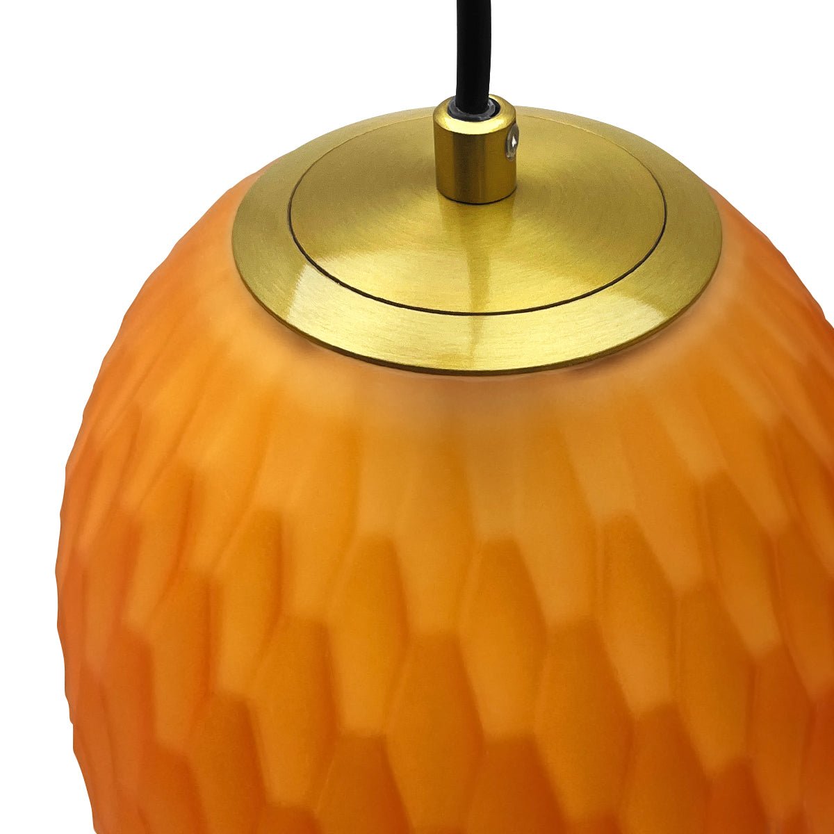 Modern Brass Ceiling Pendant Light Orange Textured Glass Lamp Shade - Energy Light Bulbs - Free delivery on all orders
