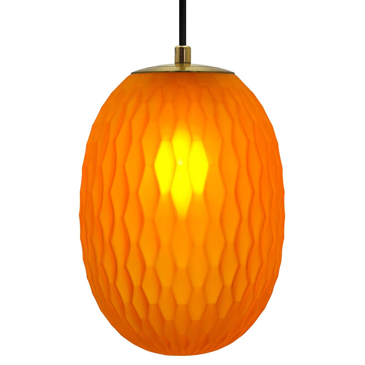 Modern Brass Ceiling Pendant Light Orange Textured Glass Lamp Shade - Energy Light Bulbs - Free delivery on all orders