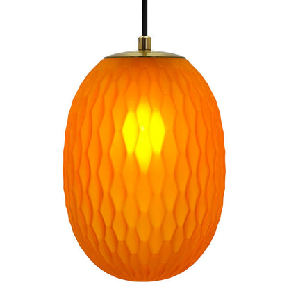 Modern Brass Ceiling Pendant Light Orange Textured Glass Lamp Shade - Energy Light Bulbs - Free delivery on all orders