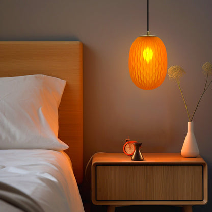 Modern Brass Ceiling Pendant Light Orange Textured Glass Lamp Shade - Energy Light Bulbs - Free delivery on all orders