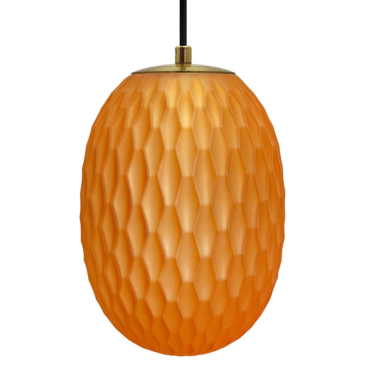 Modern Brass Ceiling Pendant Light Orange Textured Glass Lamp Shade - Energy Light Bulbs - Free delivery on all orders
