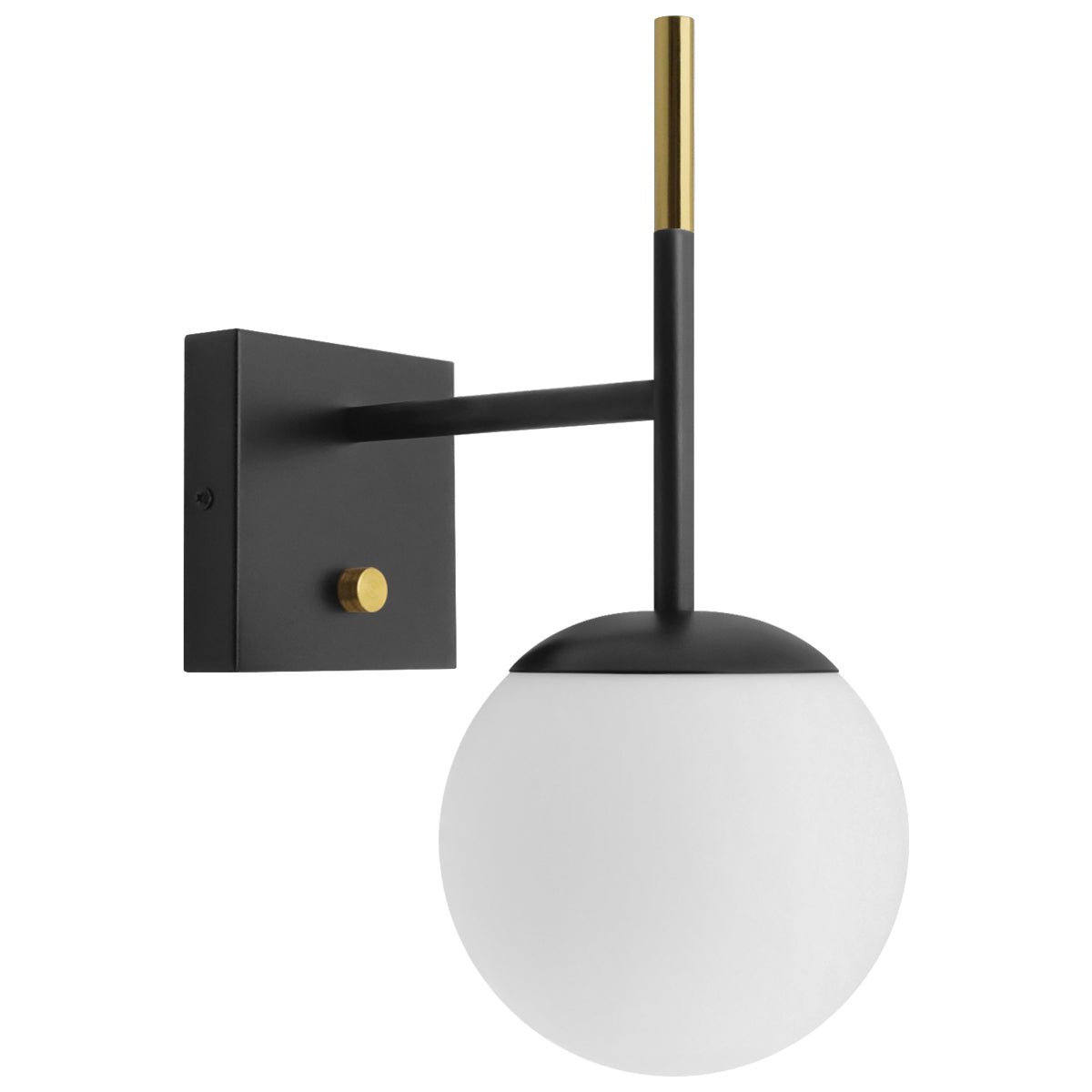 Modern Brass Wall Light Black Frosted Glass Globe Sconce - Energy Light Bulbs - Free delivery on all orders