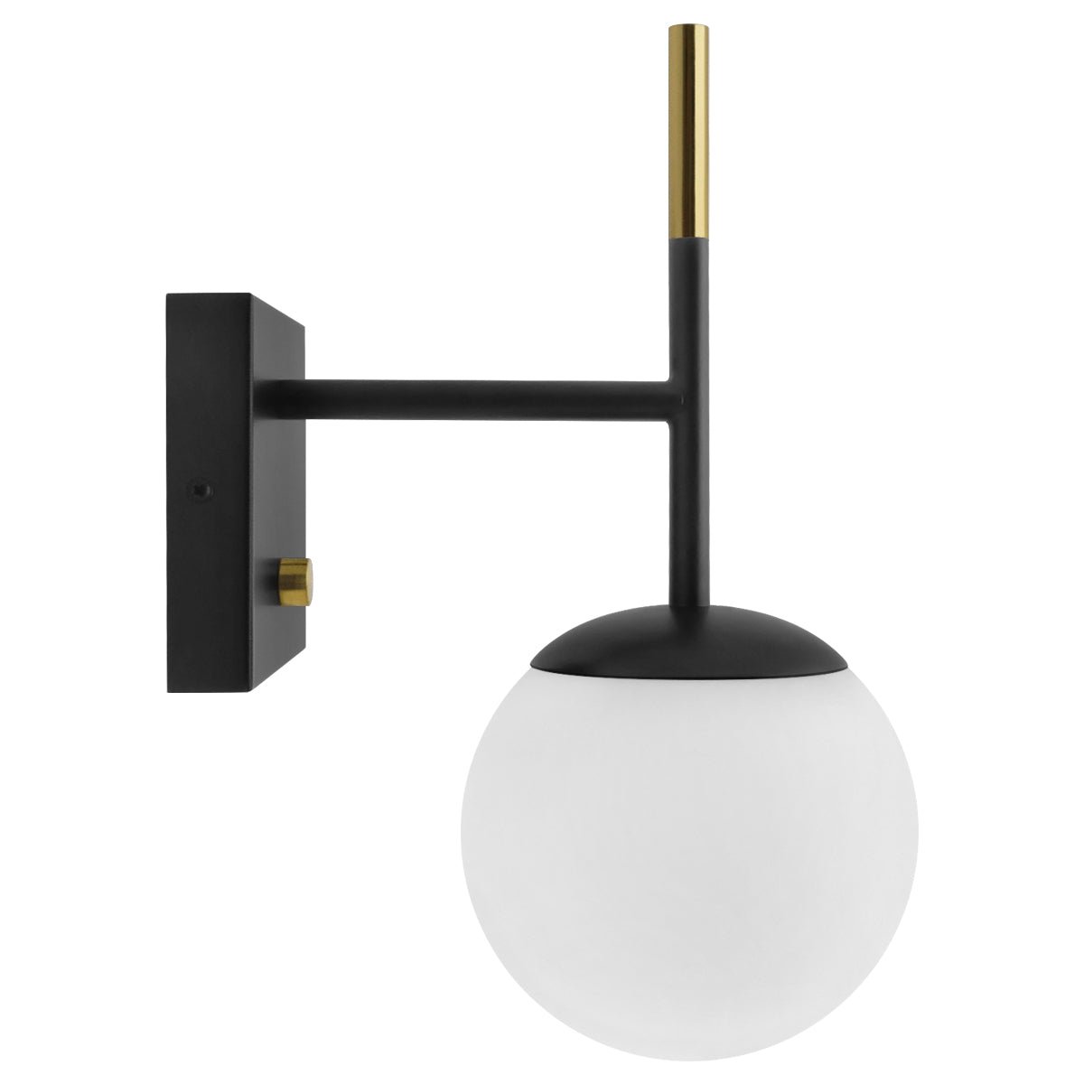 Modern Brass Wall Light Black Frosted Glass Globe Sconce - Energy Light Bulbs - Free delivery on all orders