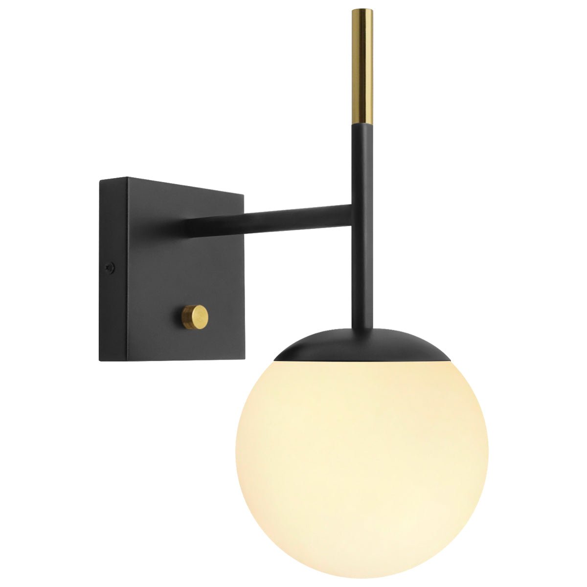 Modern Brass Wall Light Black Frosted Glass Globe Sconce - Energy Light Bulbs - Free delivery on all orders