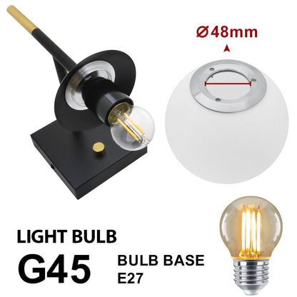 Modern Brass Wall Light Black Frosted Glass Globe Sconce - Energy Light Bulbs - Free delivery on all orders