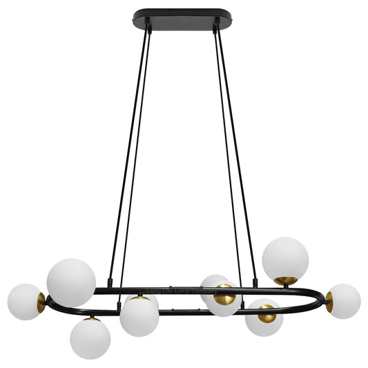 Modern Ceiling Black Circular Bar Pendant Light Globe Frosted Glass Lamp Shades with G9 LED - Energy Light Bulbs - Free delivery on all orders