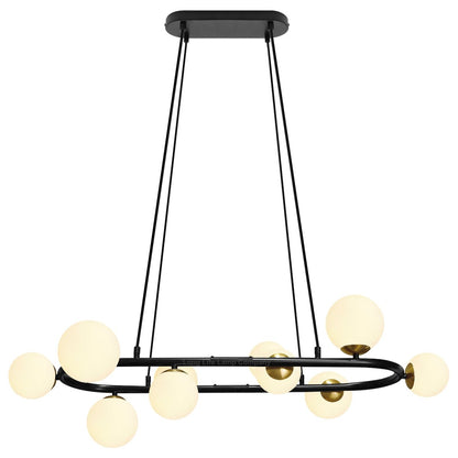Modern Ceiling Black Circular Bar Pendant Light Globe Frosted Glass Lamp Shades with G9 LED - Energy Light Bulbs - Free delivery on all orders