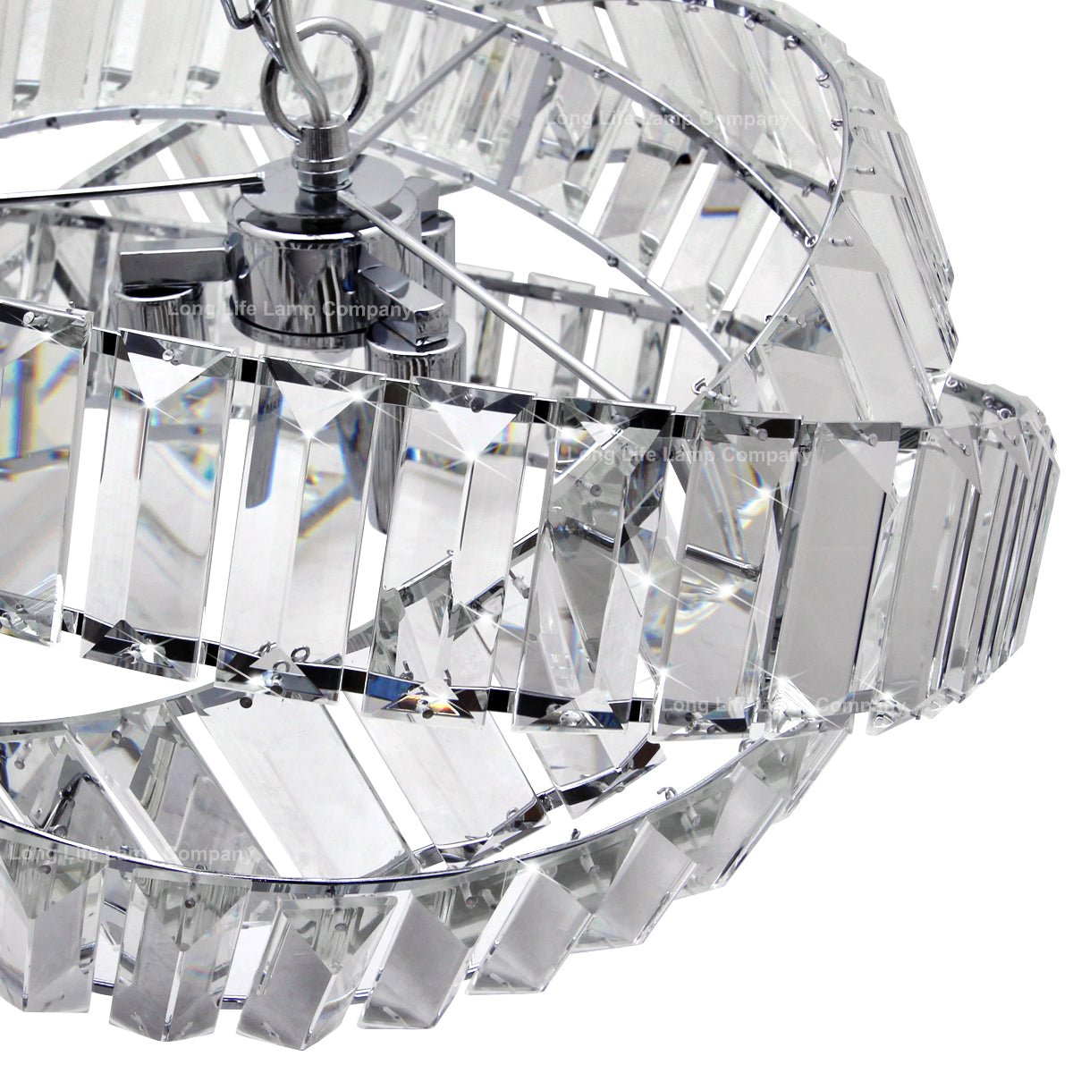 Modern Ceiling Crystal Chandelier Pendant Light Chrome Fixture Glass 3 Rings - Energy Light Bulbs - Free delivery on all orders