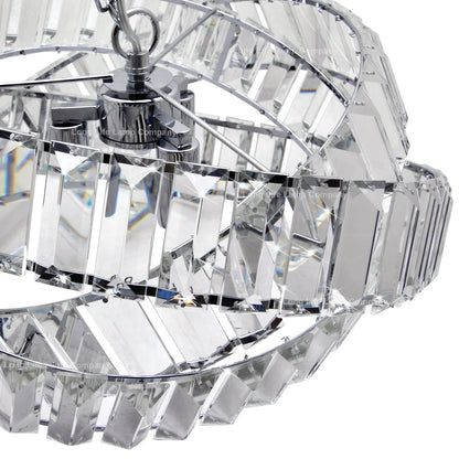 Modern Ceiling Crystal Chandelier Pendant Light Chrome Fixture Glass 3 Rings - Energy Light Bulbs - Free delivery on all orders