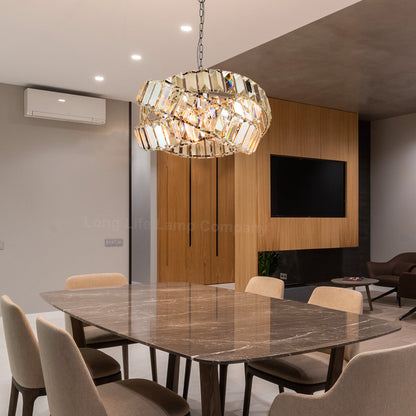 Modern Ceiling Crystal Chandelier Pendant Light Chrome Fixture Glass 3 Rings - Energy Light Bulbs - Free delivery on all orders