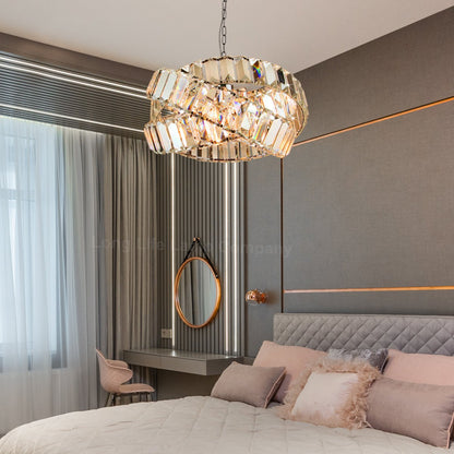 Modern Ceiling Crystal Chandelier Pendant Light Chrome Fixture Glass 3 Rings - Energy Light Bulbs - Free delivery on all orders