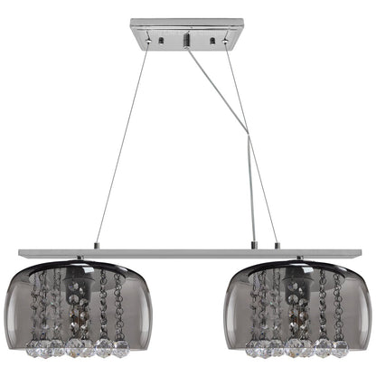 Modern Ceiling Crystal Droplet Pendant Light Double Smoked Grey Glass - Energy Light Bulbs - Free delivery on all orders